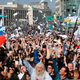 Protesters in Moscow oppose restriction on the internet by flying paper planes.